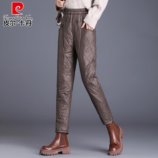 Pierre Cardin Down Pants Women's Outerwear 2025 Autumn and Winter New Pants - 40 Degree Coldproof Straight Cotton Pants Versatile Khaki M Recommended 90-105 Jin Jin equals 0.5 kg