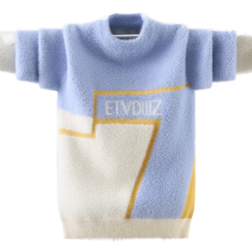 Sanxiangsha (Sanxiangsha) Jungen verdickter Pullover runden Hals Pullover Neue Stil mit mittlerer und großer Kinder Herbst und Winterstil Nerz Velvet Pullover Pullover 608 Blau [hinzugefügte Samtstil hinzugefügt] 150 [Höhe 135-145]