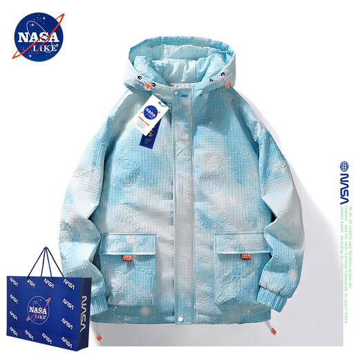 NASA AIME AFFICALEMENT MEN'S MEN'S JENKING Men's Winter Gradient Color Astronaute Duck Down Down Hooded Top Teen Casual Veste 728-Light Gray XL (recommandé 120-130jin [Jin est égal à 0,5 kg]))