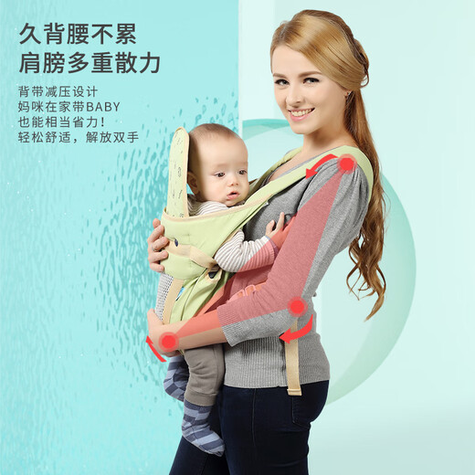 贝佑背带婴儿外出抱娃简易前后两用宝宝新生儿童前抱式后背式背娃神器 浅灰色小号