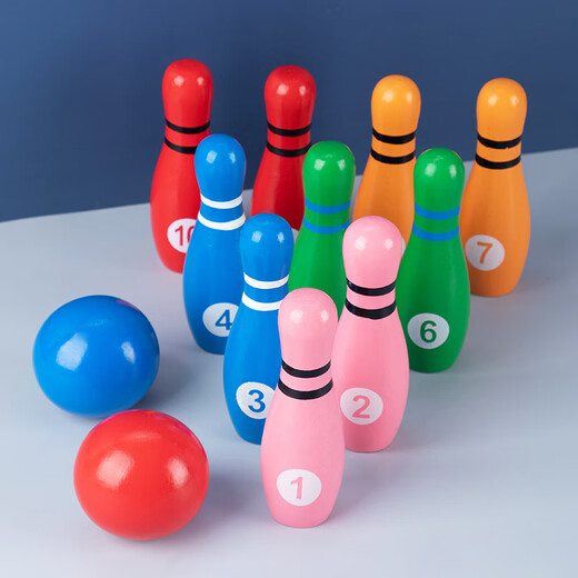 Sangetian (Sangty) Juguetes de boliche de madera sólida para niños Gran bola interior Sports Baby Baby Intelligence 2-3-4 años 2061 Bowling de madera sólida (gran tamaño/digital)