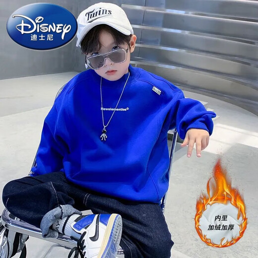 Disney (Disney) boys turtleneck spring and autumn sweatshirt Korean version loose casual fashion network dazzling children turtleneck sweatshirt boys bottoming shirt black plus velvet 110