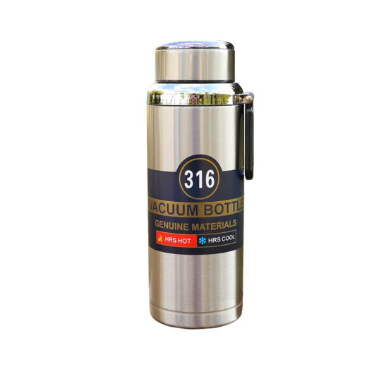 Pgy Japón Calidad importada 316 Copa de termo de acero inoxidable para hombres y mujeres Copa de té de negocio al aire libre Gran capacidad Aprendizaje de hervidor 1050ml Color natural Grado 316 Acero inoxidable + cepillo de taza