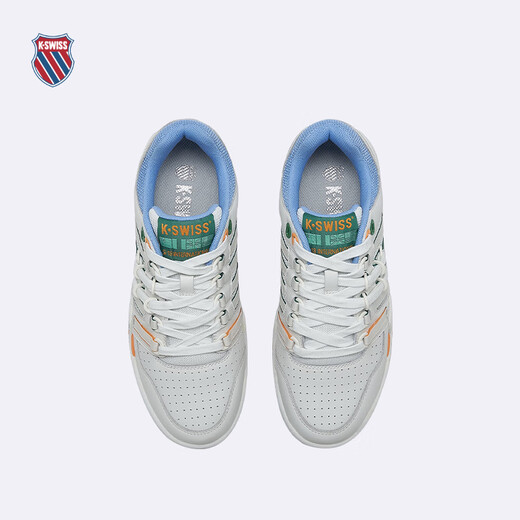 Kswiss [Gleicher Stil in der Show] Freizeitschuhe für Männer und Frauen Frühlingspaar lässig Fashion Slam Schuhe 9275-US 148 Wimbledon Weiß/Liebhaber Green/College Blue 38