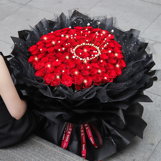 Huawang Flower Express Blumengeschenk Rote Rosen zum Geburtstag der Frau Blumenstrauß Bundesweite Lieferung in die gleiche Stadt Blumenladen Chaochunmumu 99 rote Rosen |dy869