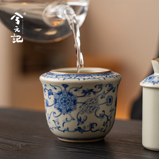 Xi Yuanji blue and white wine warmer, wine warmer set, white wine, rice wine, wine set, gift box, birthday gift for elders and father, flower wine warmer, one pot, three cups set - gift box