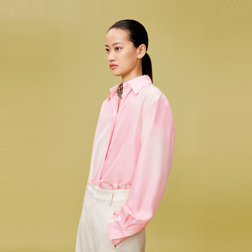 LESS calla lily printed shirt for women, mulberry silk silk texture, artistic sense, loose casual shirt 2O1213040 690/mixed powder XL