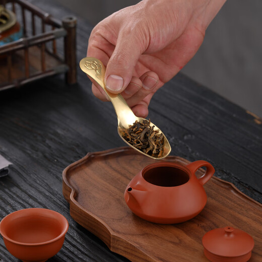 Lulai Juhao high-end brass tea spoon single household tea spoon tea spoon tea making tool tea spoon Kung Fu tea set accessories brass lotus tea spoon