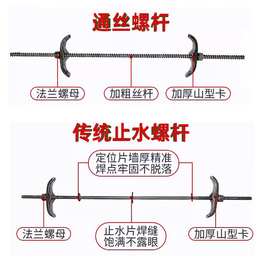 Aiboduo three-section m12 wall-through drawing rod m14 waterproof bolt template through-wire tie rod m16 manufacturer pair drawing rod m12-m14-m16