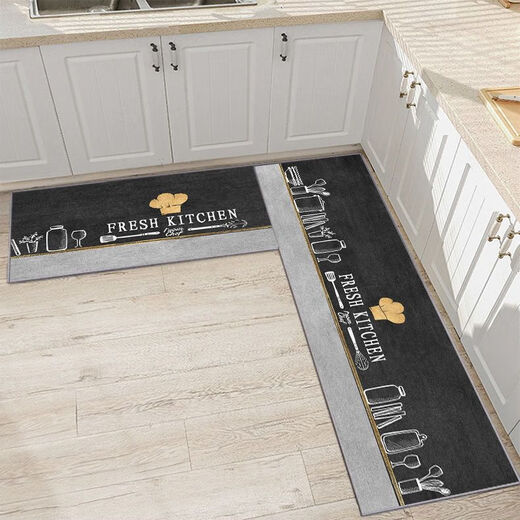 Xuxian kitchen floor mats, oil-proof, non-slip, water-absorbent and dirt-resistant floor mats, cartoon strip carpets, household floor mats, kitchen 6 50*80+50*200 (set)