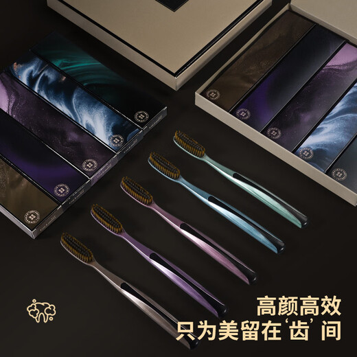 哥伦希 GOR LANSSY哥伦希大刷头牙刷软毛成人专用男士加长宽头家庭装家用礼盒装5支 鎏金大刷头牙刷【礼盒装5支】 5支