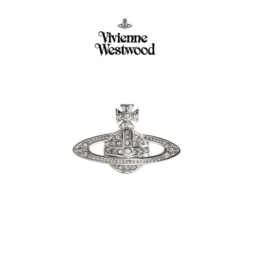 Vivienne Westwood Queen Mother Brooch Women's Authentic Saturn Full Diamond Brooch Suit Accessories Badge Gift for Men and Women Silver - Small Size