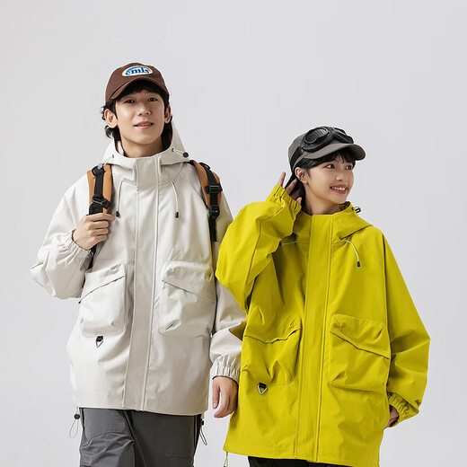 顶峰保罗（Dingfengbaoluo）户外登山冲锋上衣外套男秋冬季宽松防风休闲夹克MYY740荧光绿XL