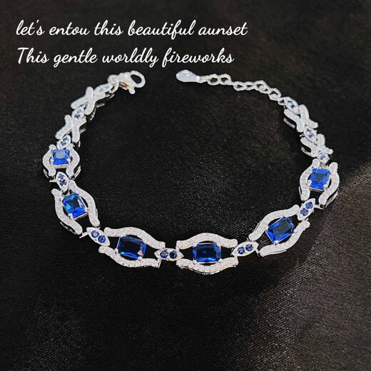 Fat Donglai's same style tanzanite bracelet new Turin Eye imitation natural internet celebrity same style heavy sapphire color blue diamond bracelet 16+4cm