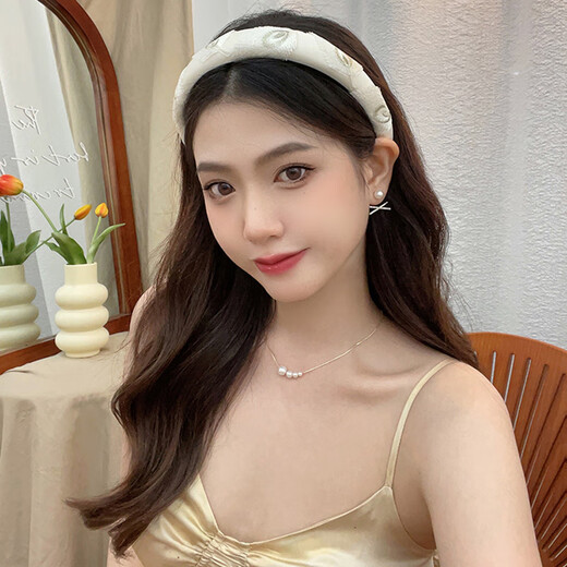 HANS’F高端刺绣羽毛高颅顶发箍女2025新款高级感洋气时尚洗脸发卡头饰夏 绿色孔雀翎发箍