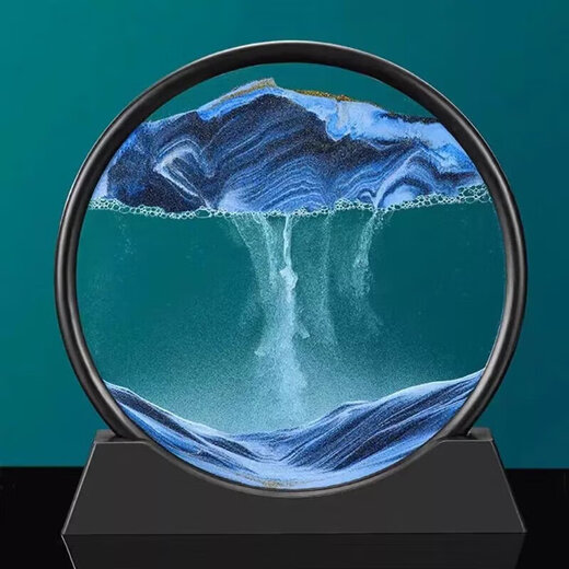 Silver Gun (Yinqiang) quicksand painting hourglass ornaments living room TV cabinet wine cabinet decoration creative decompression office desktop light luxury gift desert yellow 7 inches + base [diameter 18CM]