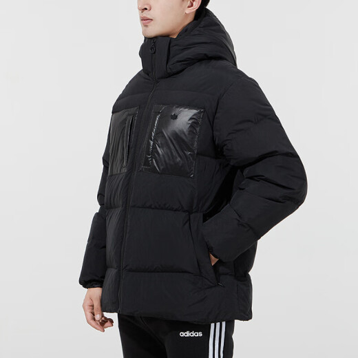 阿迪达斯 （adidas） 三叶草羽绒服男士冬季新款户外运动服保暖休闲连帽棉衣夹克 H13564黑色 L