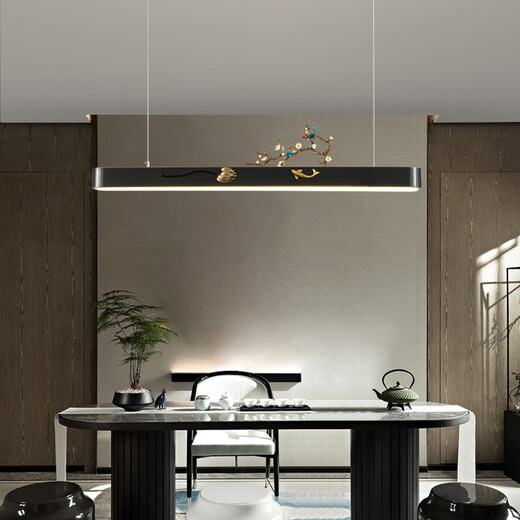 
JPHZNB New Chinese Restaurant Chandelier Enamel Color Living Room Tea Room Zen Chandelier 2024 Chinese Style Bar Lamp 9922-100 Black Rubber Gold and Copper Three-color Light