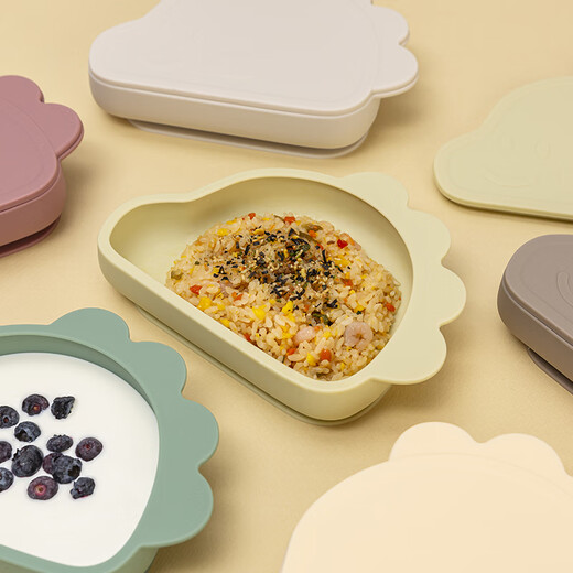 MODUI BOLS DE COUDRS supplémentaires Dinosaur Bowl Baby Tup Bol Bol avec un bol de riz en silicone de couvercle