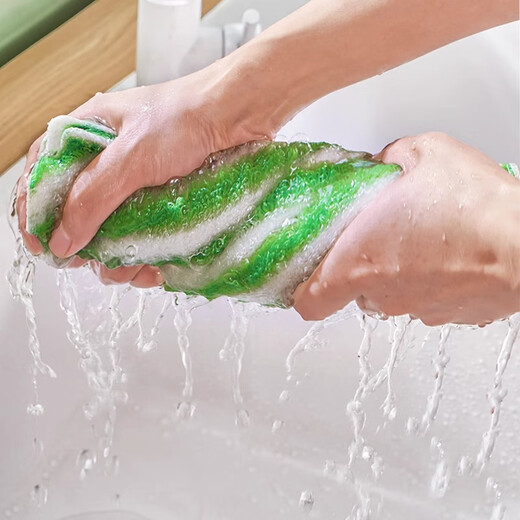 Beautiful polyester bamboo fiber dishwashing cloth, not easy to stain with oil, kitchen cleaning rag, household, not easy to shed, absorb water, lazy cleaning towel, 5 pack, large size 25*25cm, striped orange