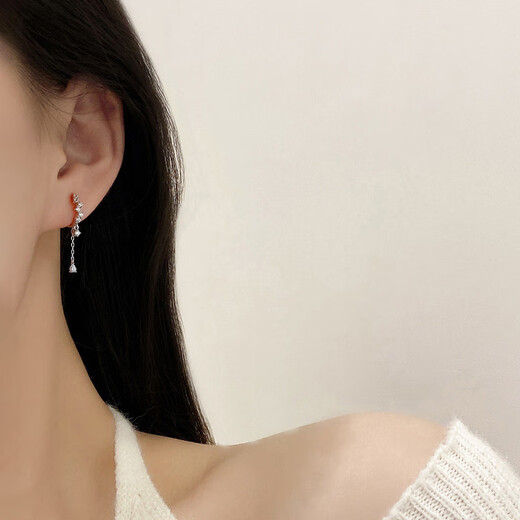 Lipan s999 sterling silver sparkling diamond drop earrings for women new earrings tassel earrings cold trend earrings Christmas gift 999 sterling silver earrings exquisite gift box + pair