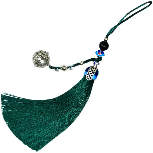LEMIAO portable ancient style palace bell tassel pendant bag mobile phone chain lanyard pendant key chain lanyard bell tassel style gray tassel bell pendant A28-209