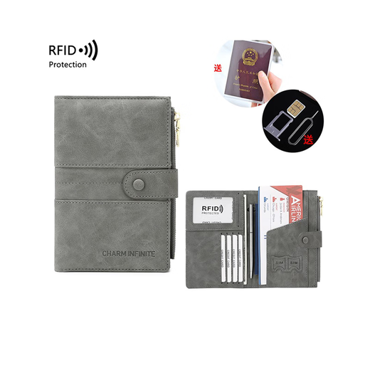 Daihuo Japan Study Abroad Zertifikat Paket Paket Passport-Clip männlicher und weiblicher Pass Bag Überseepassschutz Abdeckung Anti-Diebstahl-Bürste Grau