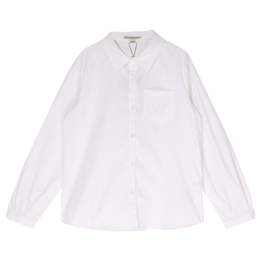 IVY HOUSE Ivy children's clothing for girls and older children in autumn new style classic versatile lapel long-sleeved white shirt shirt college white ((tie not included)) 150cm