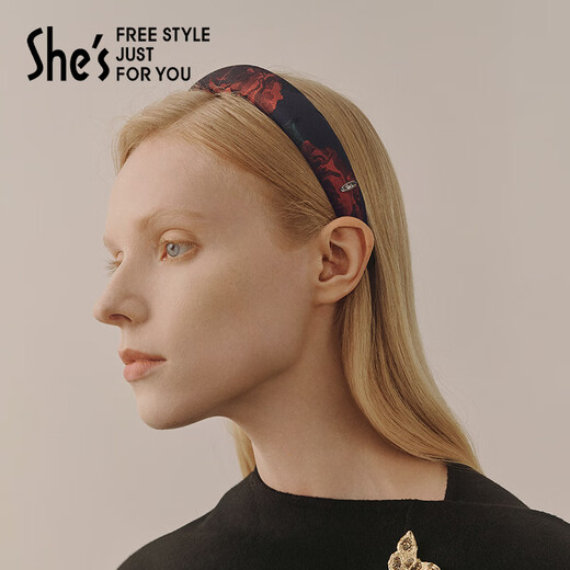 She s Akiko retro rose jacquard headband design hairpin fashionable outing hair accessories birthday gift for girlfriend red A0 widened style