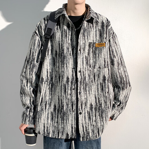 良茨胖子大码牛仔外套男春秋棒球服潮牌牛仔夹克宽松大码套装夹克男 A001-J683蓝色 4XL 185-205斤