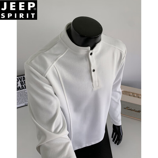 JEEP SPIRIT American Polo Henley shirt men's long-sleeved T-shirt spring and autumn trend cleanfit inner casual men's base sweatshirt black M 95 to 115 Jin Jin equals 0.5 kg can be worn