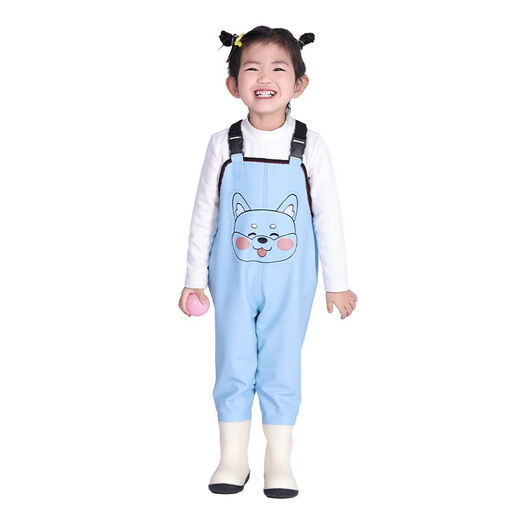 OLOEY one-piece waders for children to play in the water, kindergarten waterproof clothes for catching the sea, equipment for baby to catch fish, wading rain pants for the beach, Maca powder - bunny pocket - children's overalls 24 - shoe inner length 15cm