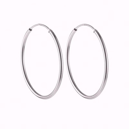 Guanpu Pavilion Fat Donglai's same style pt950 platinum earrings large hoop PT950 plain hoop for women simple and elegant platinum hoop exaggeration plain hoop large earrings (30mm)