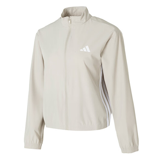 Adidas Jacke für Frauen 2025 Herbst Outdoor Fitness Training Mode gewebte Standkragen Jacke Freizeit komfortable Sportbekleidung JE6173/Light Khaki M.
