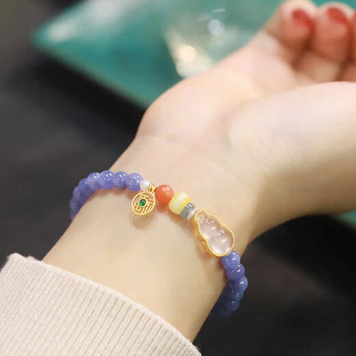 Shiyi Natural Single Circle Bracelet Ocean Heart Crystal Bracelet Tanzanite Handmade DIY Bracelet 5.5mm Jewelry Gift 14cm