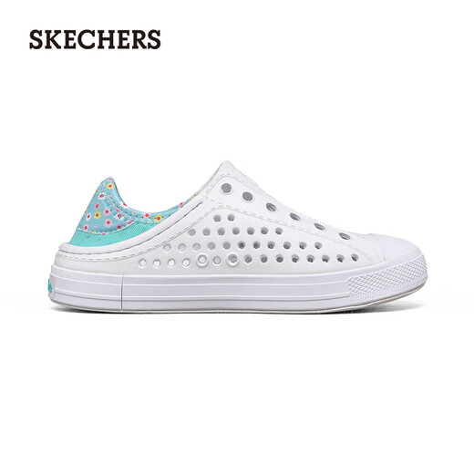 Skechers summer girls' hole shoes casual and versatile outside wear slippers lightweight breathable bubble shoes soft and fashionable white/multi-color/WMLT size 37