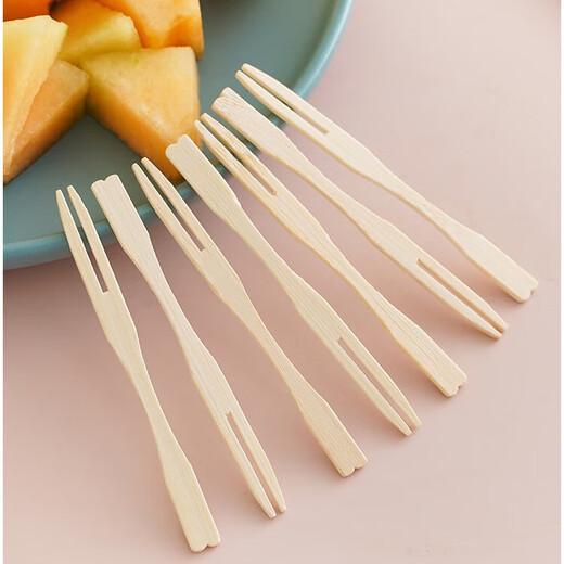 Haofanjie disposable fruit fork bamboo fruit fork wooden fruit pick plate creative cake snack fork household fruit insert disposable wooden fruit fork