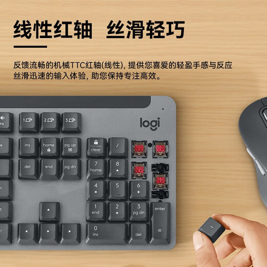 罗技K865机械键盘 无线蓝牙键盘 104键全尺寸键盘电竞游戏键盘 石墨黑 TTC红轴 石墨黑 TTC红轴( K845升级款 )