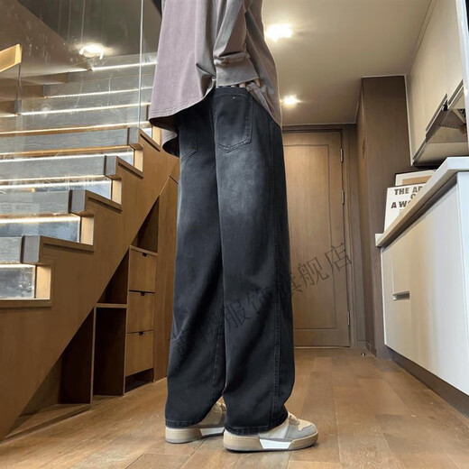 Rose Sakura Huowu Studio Autumn and Winter Plus Jeans negros de terciopelo suelto informal y versátil Pantalones calientes drapeados gris blanco (693) 4xl (200-220Jin [Jin equivale a 0.5 kg])