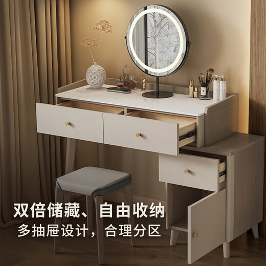 KUKA Gujia Wood Art Dressing Table Solid Wood Slate Cream Style Retractable Dressing Table PT8023TQ 0.8M+25Y Stool