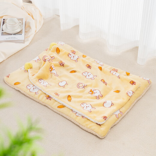 Shunshi Dog House Cat House Winter Warming Mat Dog Sleeping Supplies Sleeping Mat Cat Mat Floor Mat Four Seasons Universal Blanket (Two-piece Set) Carrot Rabbit [Quilt + Sleeping Pad M Size-60*40CM [Recommended weight within 20Jin [Jin equals 0.5kg]]