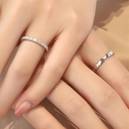 MZMZ Falling in Love Couple Platinum Ring PT950 Platinum Moissanite Pair Ring Proposal Love Birthday Gift for Girlfriend Platinum Single Ring Remarks Men's Ring/Female Ring