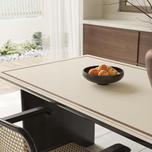 Xinlin light luxury dining table mat, simple modern coffee table tablecloth, no-wash, oil-proof, waterproof, anti-scalding, PVC insulated table mat, high-end, small black and white strips, wipe clean 90X160CM