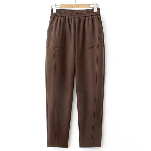 ROMON Mommy Pants Autumn and Winter Middle-aged and Elderly Women's Pants Plus Velvet Grandma Style High Waist Winter Trousers Loose Casual Pants Black Winter Style Velvet 4XL Recommended 135-145 Jin Jin is equal to 0.5 kg