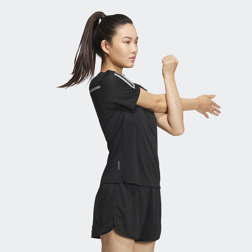 阿迪达斯 （adidas）短袖女装夏季运动跑步训练健身透气快干舒适时尚休闲圆领T恤 JF1477 L