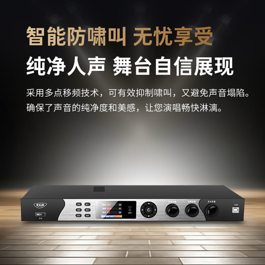 Melody DSP9500 karaoke reverberation digital audio pre-amp effector home theater anti-howling mixer processor professional microphone stage performance processor Bluetooth version effector + self-charging microphone set standard version