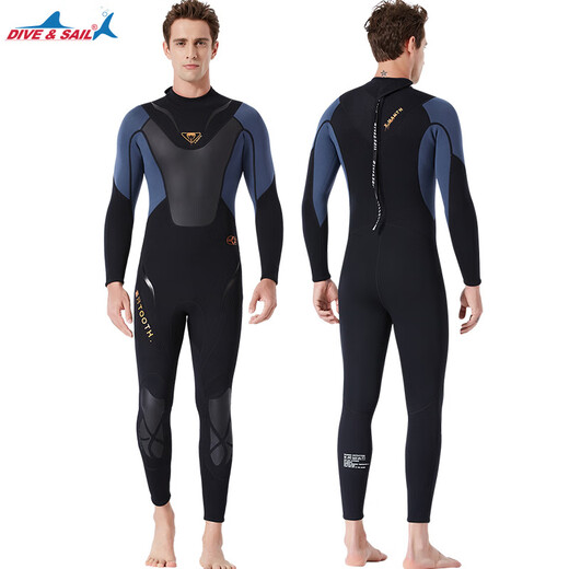 DIVE&SAIL manufacturer wholesale new 3mm wet suit men's wet one-piece warm snorkeling suit long-sleeved cold-proof surfing winter swimsuit black M
