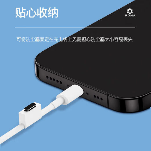 Aoyan Laishini Apple mobile phone tail plug protector 15ProMax dustproof plug iPhone14 charging port power plug 13 numbers black with storage accessories Apple 14/13/12 series-1 set