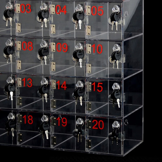 Mesu Juhong Acrylic Cell Phone Storage Cabinet Transparent Storage Box Workshop Cell Phone Storage Cabinet Staff Factory Cell Phone Storage Box with Lock 9 Cells Single Cell 10*10*19CM