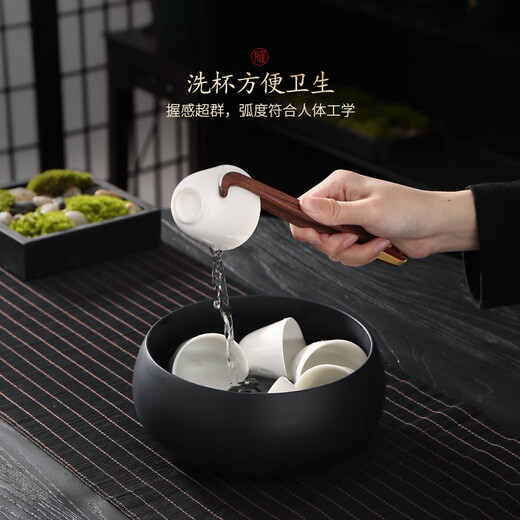 Tao Fuqi high-end ebony rosewood tea clip tea tweezers household tea ceremony tea kung fu tea set accessories anti-scalding tea cup clip solid wood inlaid copper tea clip-rosewood